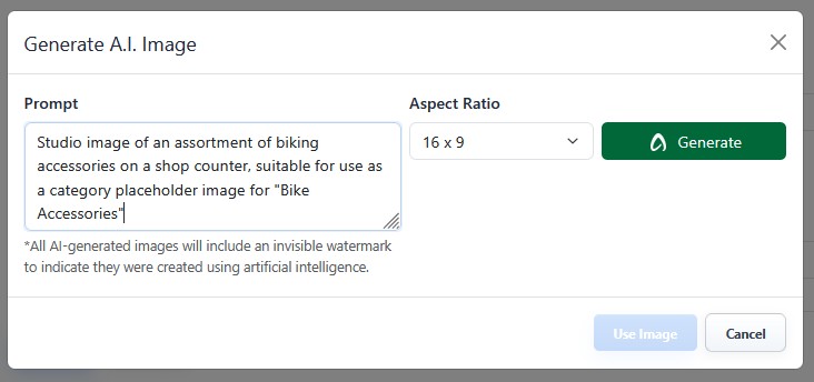 Generate A.I. Image modal with an image prompt entered
