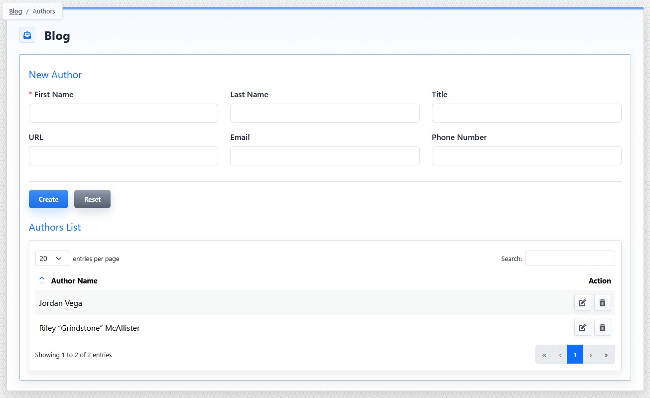 Blog Author Manager