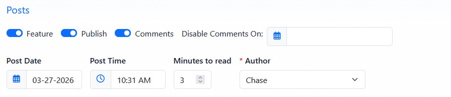 Blog post detail and comment options