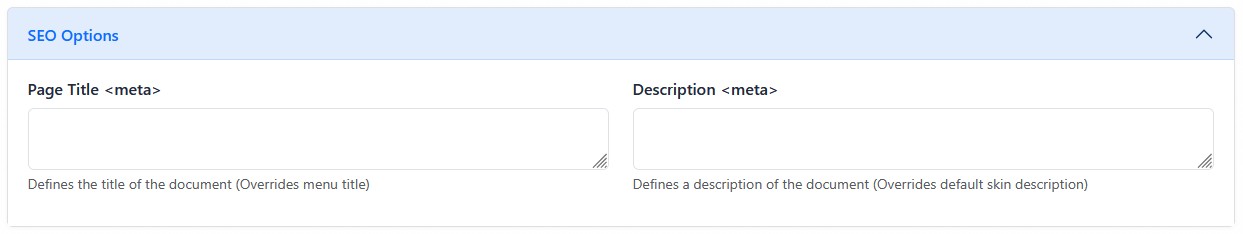 Blog post SEO options