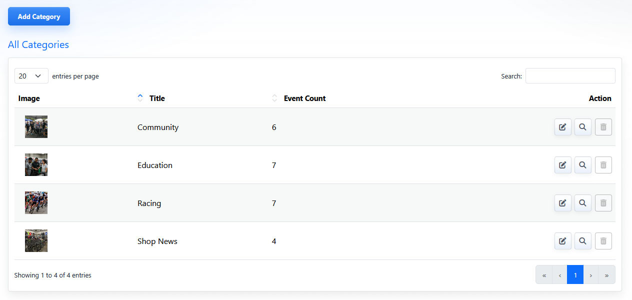 Category list view