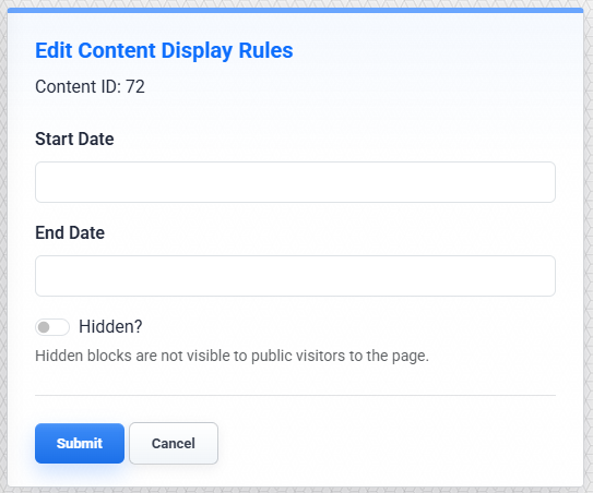 Edit Content Display Rules window