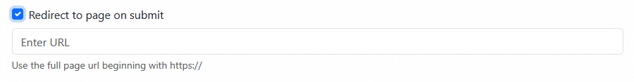 Redirect to page on submit option