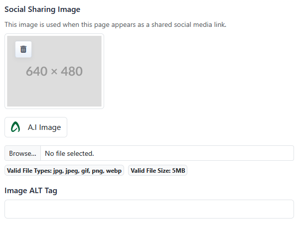 Social Sharing Image field in SEO Options