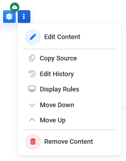 Content Options menu