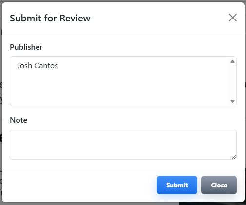 Submit for Review window