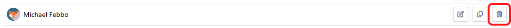 Delete user button