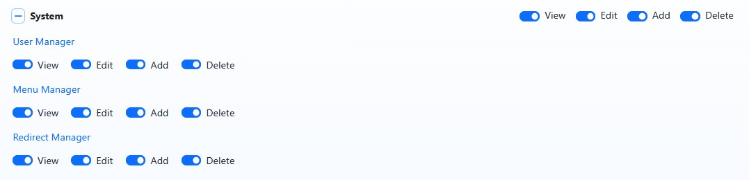 Expanded System permission group