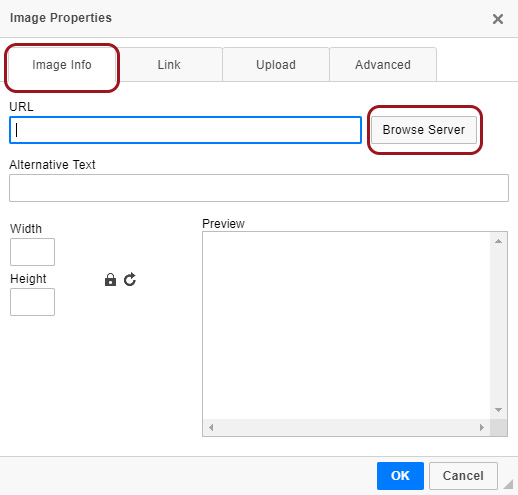 inserting image dialog box