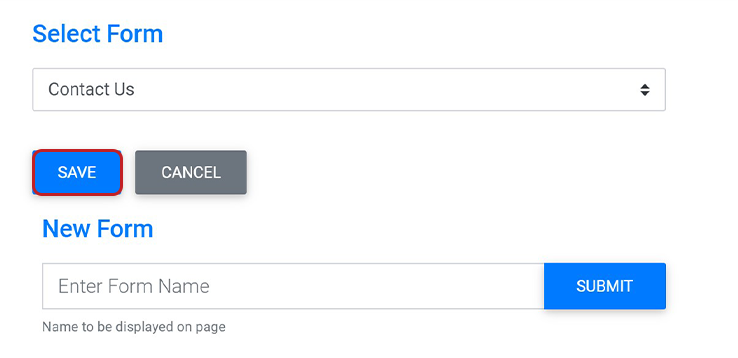 image detailing saving your changes to add a new form to a page.