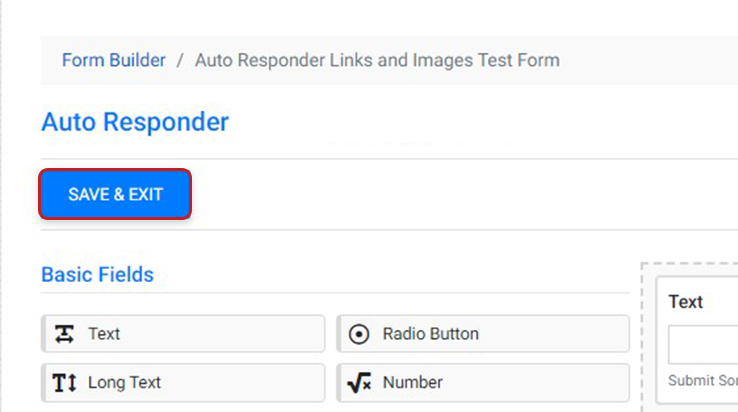 Image of the CMS7 save & exit button in the form builder